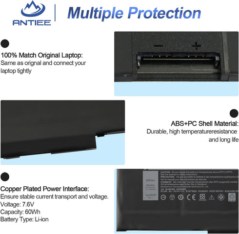 MXV9V 60Wh Laptop Battery for Dell Latitude 5300 5310 7300 7400 E5300 E5310 E7300 E7400 Latitude 5300 5310 2-in-1, inspiron 7300 7306 2-in-1 Black...