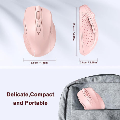 TECKNET Wireless Mouse, 2.4GHz Ergonomic Computer Mouse, Portable Cordless Mice, Mouse for Laptop, 6 Buttons USB Mouse for Chromebook, Ergo Grip, ...