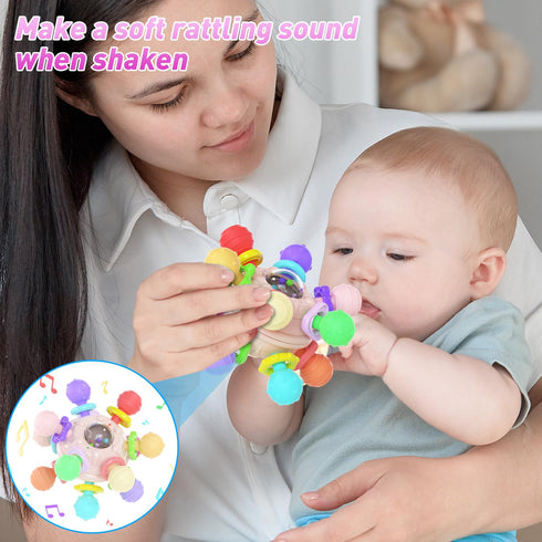 Baby Teething Toys for Babies 0-6 Months, Montessori Sensory Teether for 0 3 6 9 12 Months 1 One Year Old, Baby Essentials Rattles Newborn Infant ...