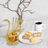 14 Pack Swan Base Holder with Coffee Spoon Forks, Gold Creative Dessert Flatware Set, Decorative Party Golden Serving Teaspoons for Stirring, Mixi...