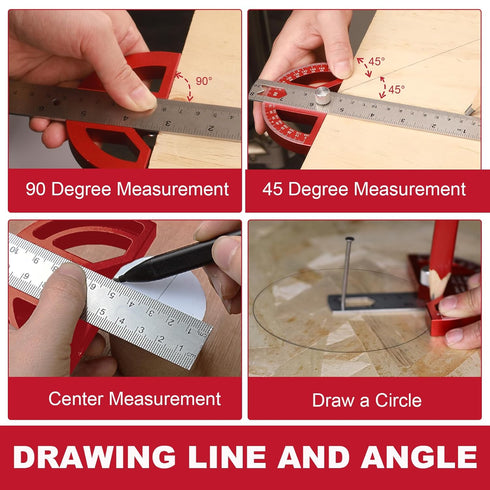 P.I.T. Angle Finder Protractor 8 Inch/203mm, Aluminum Alloy Construction Protractors,Adjustable Angle Finder Ruler for Carpenters & Woodworking Ho...