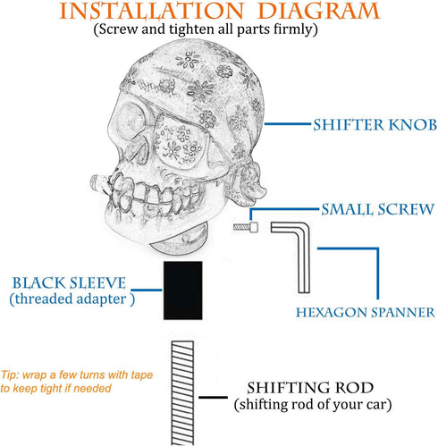 Skull Gear Knob Shifter, Car Stick Shift Handle One-Eyed Pirate Skeleton Style Fit Most Manual Automatic Transmissions, Black...