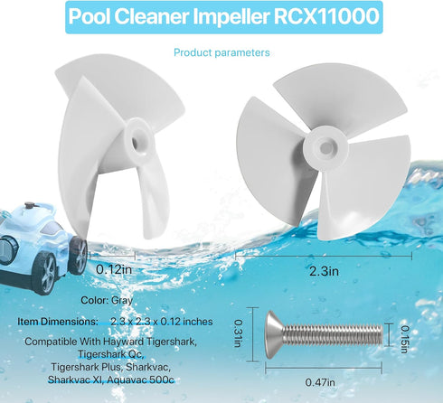 Pool Cleaner Impeller Assembly(with Screw) Rcx11000 Replacement for Hayward Tiger Shark Qc, Sharkvac XL Robotic Pool Cleaners Dry/Wet Pool Vacuum ...