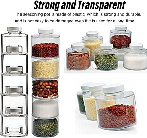 6pcs Spice Jars, Stackable Plastic Spice Jar with Shaker Lids Clear Dredge Spice Shaker Seasoning Containers for Storing Spice, Salt, Pepper and S...