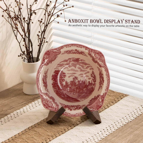 Plate Stand, 4.5 Inch Bowl Stands for Display, Wooden Easel Frame Holder, Display Stand for Large Deep Bowls Platters and Dishes, 4.5" H x 6" W x ...