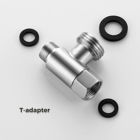 3/8 x 1/2 Adapter T Connector Valve, ADD-A-Tee Adapter 3 Way Valve 3/8 Tee Compression, Stainless Steel Splitting Water Supply T Pipe Fitting for ...