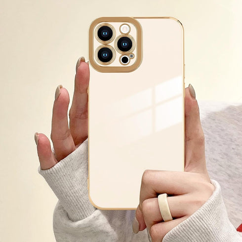 Lafunda Designed for iPhone 15 Pro Max Case Cute, Luxury Plating Case for Women Girls Gold Edge TPU Bumper Cover with Camera Protection Shockproof...