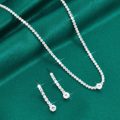 Unicra Silver Bridal Wedding Jewelry Set Rhinestone Necklace Earrings Sets Crystal Formal Costume Jewelry for Women and Brides...