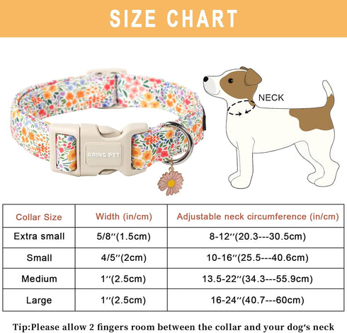 ARING PET Summer Dog Collar-Cute Dog Collar for Small Dogs, Adjustable Cotton Floral Pet Collars Puppy Collar for Small Medium Large Dogs...