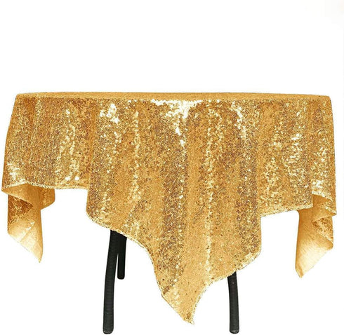 ShinyBeauty Sequin Tablecloth-Gold Sequin Table Overlay and Sequin Tablecloth/Linen for Wedding/Party/Event/Decoration-Gold (36inx36in)...