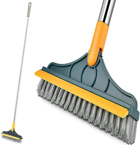 2 in 1 Cleaning Floor Scrub Brush Floor Brush Scrubber New Upgraded 51.4" Long Handle Grout Brush Scrape V-Shape Stiff Bristle Cleaning Brush with...