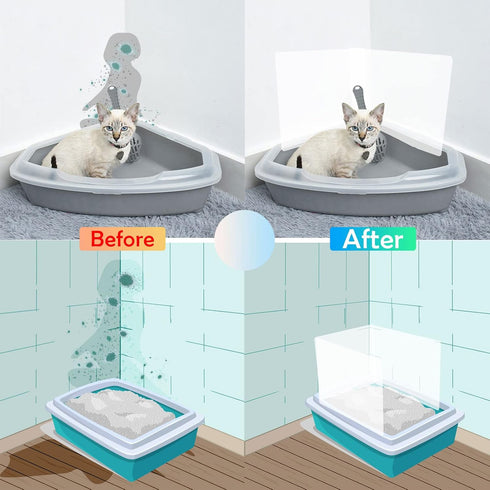 3 Pack Large Size Cat Litter Box Pee Shields, Easy Cleaning Frosted High Side Litter Box Splash Guard Cat Pee Shields for Open Top Litter Pan...