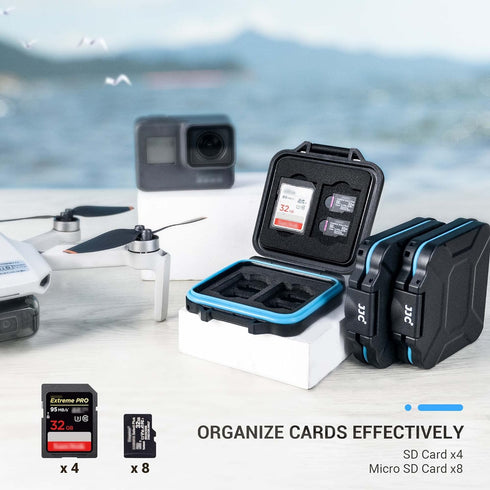 JJC 12 Slots Portable SD Micro SD Memory Card Case, Water-Resistant and Anti-Shock SD MSD TF Card Holder Storage Organizer for 8 Micro SD Card & 4...