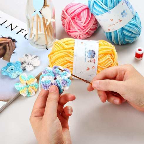 10x50g Multi Color Acrylic Yarn 50g 1750 yards Crochet Yarn Starter kit with Purple Bag for Knitting Crocheting Weaving Adult and Kid Craft Projec...