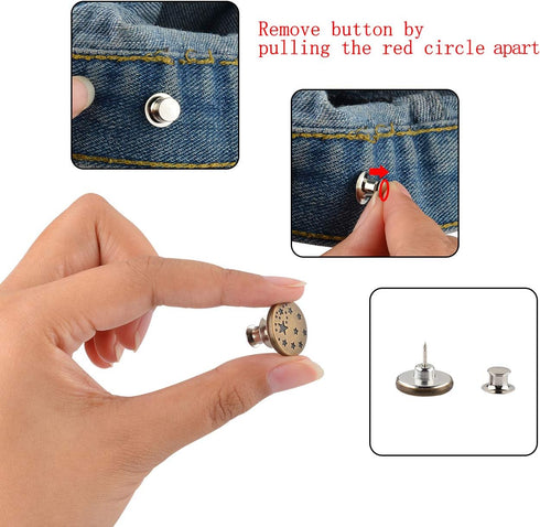 CM 10 Pcs No Sewing Perfect Fit Instant Button Metal Adds Or Reduces an Inch to Any Pants Waist in Seconds 17mm...