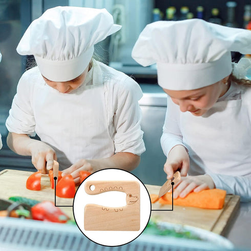 Sosation 2 Pieces Wooden Kids Knife for Cooking, Children's Safe Knives Wooden Kids Knife for Cooking and Cutting Veggies Fruits, Christmas Gift C...