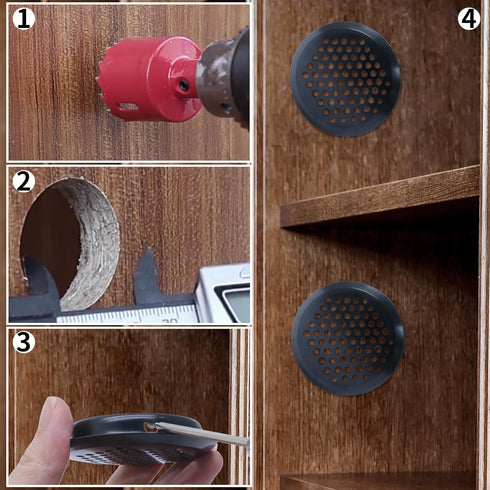 20Pcs Circular Air Vents Black Soffit Vent, Stainless Steel Round Vent Mesh Hole Louver for Kitchen Bathroom Cabinet Wardrobe, 2"(53mm) Mounting D...