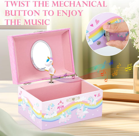 Unicorn Musical Jewelry Box for Girls, Kids Music Box with Spinning Unicorn, Gifts for Girls Toys Jewel Storage Box...