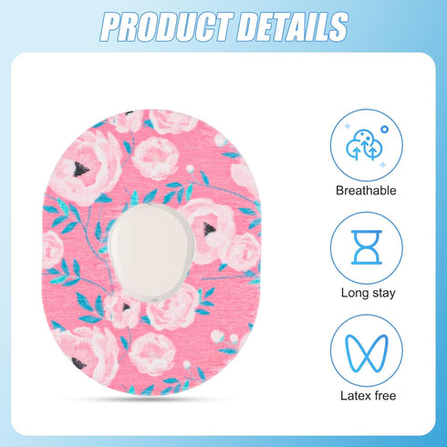 25pcs Sensor Covers for Dexcom G7, Waterproof Overpatches Flower Pattern Patches Tape Adhesive Stickers, Sensor Shield Guard Sensor Over Patches A...