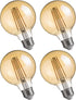 FLSNT G25 LED Edison Light Bulbs, 2200K Warm White, Dimmable, 40W Equivalent, 350LM, E26 Base, CRI80, Amber Glass, 4 Pack...