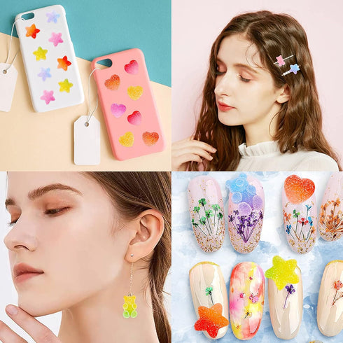 70 Pcs Mixed Candy Charms Soft Jelly Sugar Resin Flatback Beads Pendants Mini Assorted Jelly Buttons Heart Star Candy Bear Doughnut Shaped Charm w...