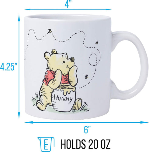 Silver Buffalo Disney Winnie the Pooh But First Hunny Piglet Ceramic Coffee Mug, 20 Ounces...
