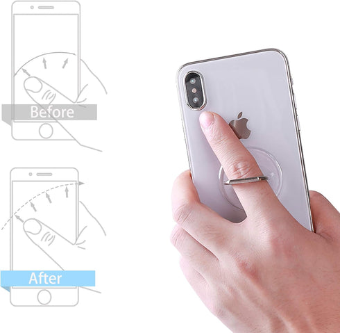 Cell Phone Ring Holder Stand Transparent Finger Grip Loop 360 Degree Rotation Finger Ring Stand (4 X Silver)...
