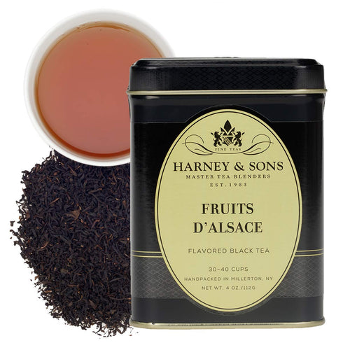 Harney & Sons Fruits d'Alsace, 4oz Tin of Loose Black Tea with Apricot & Cherry, and Fruit Flavors...