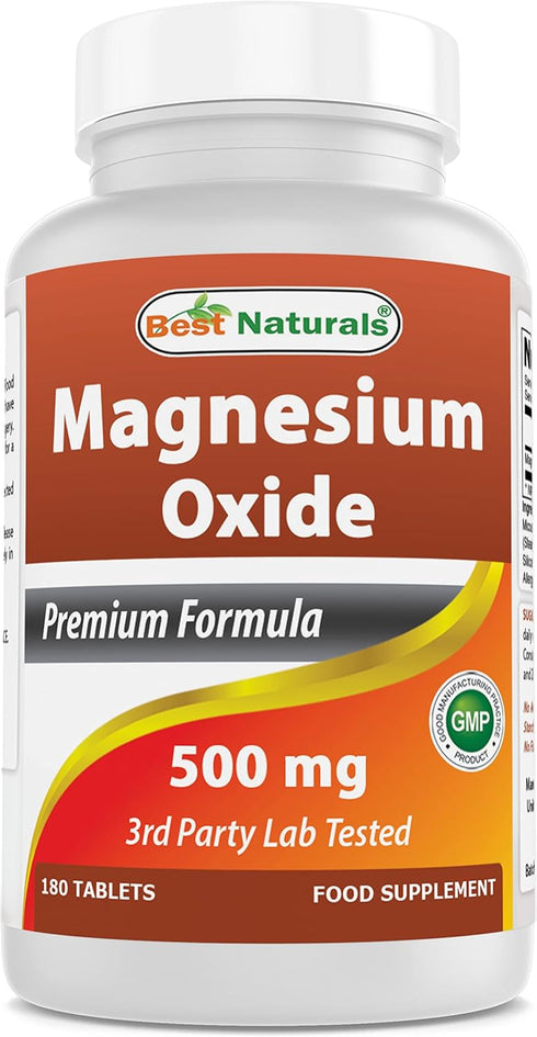 Best Naturals Magnesium oxide 500 mg 180 tablets...