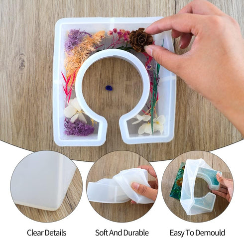 Plant Propagation Station Epoxy Resin Mold, Modern Square Geometric Vases Silicon Cement Moulds with Plastic Flower Plant Pot,Home Office Art Hand...