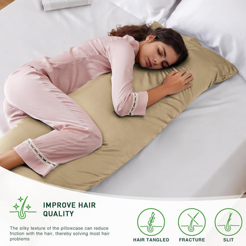 Love's cabin Satin Body Pillow Pillowcase, Similar to Silk Body Pillow Cover with Envelope Closure, Silky Cooling Long Pillowcases for Hair and Sk...