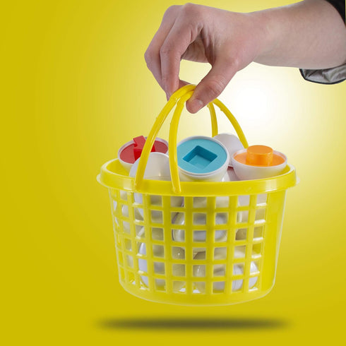 Prextex Easter Eggs Educational Puzzle in a Basket (12 Eggs) - Baby Easter Basket Toddler Boy Toy, Gifts Surprise Fidget Toys Pack Brand, Mini Toy...