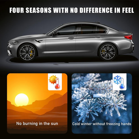 Genuine Leather Steering Wheel Cover, Stitch on Wrap, Breathable Anti-Slip Car Steering Wheel Protector for Max Diameter 15 Inch, DIY Sewing with ...