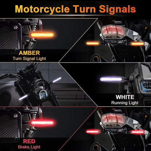 LivTee Super Bright 4PCS Motorcycle Indicators Flowing Turn Signal Brake Lights & Daytime Running Lights 12V for Motorbike Scooter Quad Cruiser Of...