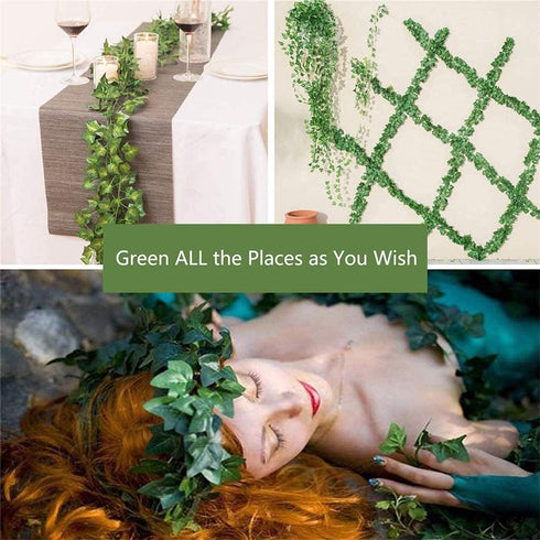 12 Pack Fake Vines for Room Decor with 100 LED String Light Artificial Ivy Garland Hanging Plants Faux Greenery Leaves Bedroom Aesthetic Decor for...
