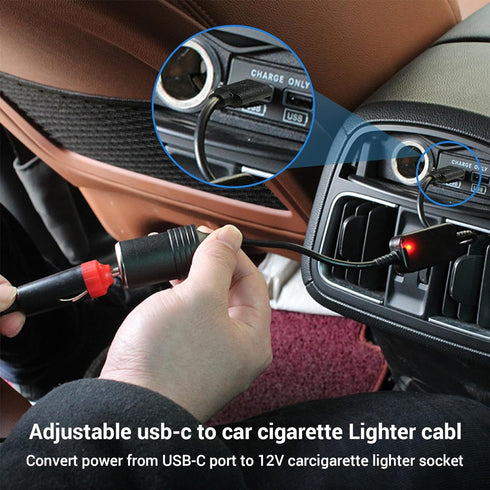 USB C Male to 12V Adapter, USB to Car Cigarette Lighter Socket Converter Cable Adjustable Voltage 5V/9V/12V(1-Pack)...