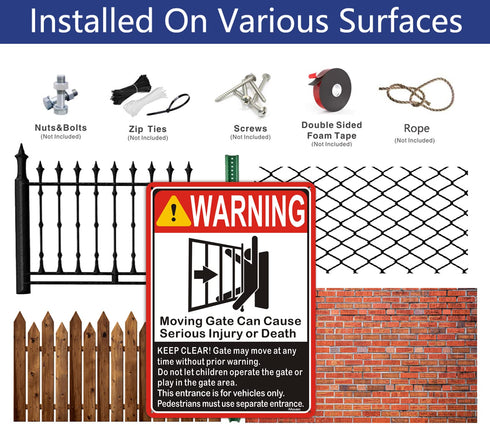 Moving Gate Sign Moving Gate Can Cause Serious Injury or Death Sign 10"x 7" Warning Door Safety Keep Clear Sign Metal Reflective Rust Free Aluminu...