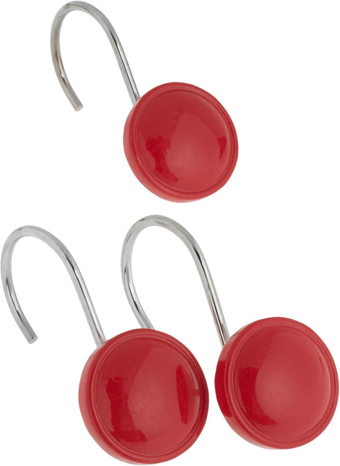 Carnation Home Fashions Color Rounds Ceramic Resin Shower Curtain Hook, Red...