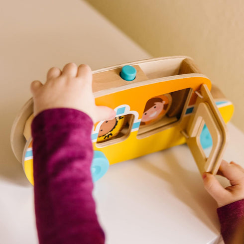 Melissa & Doug GO Tots Wooden Roll & Ride Bus with 3 Disks - FSC Certified...