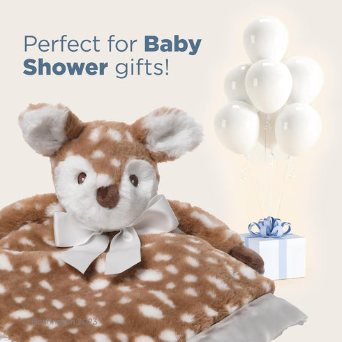 Bearington Collection Baby Lil’ Willow Snuggler - 15-Inch Woodland Fawn Plush Lovey, Security & Stuffed Animal Blanket for Babies...