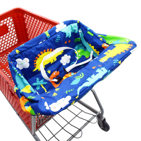 Portable Shopping Cart Cover, High Chair and Grocery Cart Covers for Babies, Kids, Infants & Toddlers, Attached Carry Bag (Simple Dinosaur)...