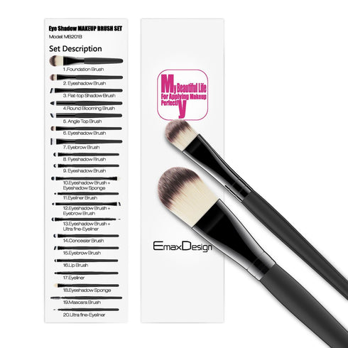 20 Pieces Makeup Brush Set Professional Face Eye Shadow Eyeliner Foundation Blush Lip Makeup Brushes Powder Liquid Cream Cosmetics Blending Brush ...