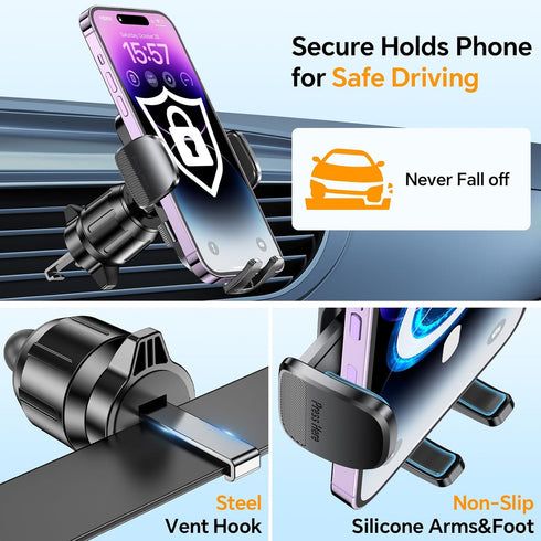 Car Phone Holder Mount?36mm Longer-Metal Hook Clip?Phone Holder for Car Vent Phone Mount?Hands Free?Car Phone mount for Car, Cell Phone Holder Car...