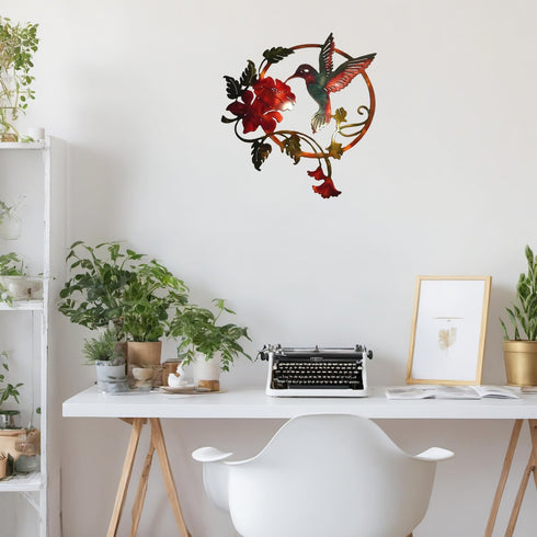 Zoihet Round Metal Bird Wall Art Decor - Hummingbird Wall Art Silhouette for your patio, garden, and fence Art Decor, Bird Wall Silhouette Indoor ...
