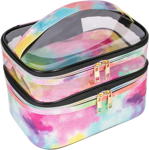 Cosmetic Bag Makeup Bag Travel Cosmetic Bags for Women Makeup bags Cases Portable Waterproof Foldable (Tie-Dye)...
