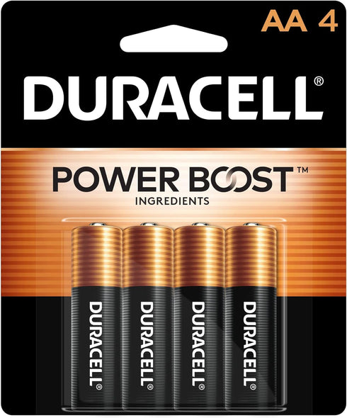 Duracell - CopperTop AA Alkaline Batteries - Long Lasting, All-Purpose Double A Battery for Household and Business, 4 Batteries, Power Remotes, To...