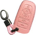 Pink Leather 5 Buttons Key Fob Case Case Remote Skin Holder Protector Jacket for 2017 2018 2019 2020 2021 2022 2023 2024 Ford Bronco Mustang Fusio...