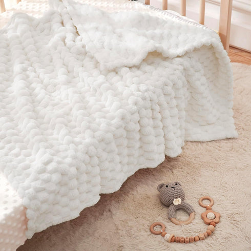 HOMRITAR Flannel Fleece Fluffy Fuzzy Blanket for Baby 3D Jacquard Soft Warm Plush Bed Blanket for Home Decor, Toddler Infant or Newborn Receiving ...
