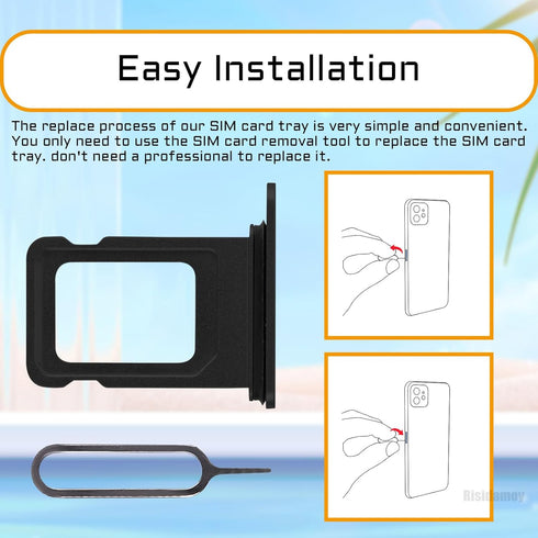 for iPhone 12 Black SIM Card Slot Replacement Single SIM Version for iPhone12 Card Tray Holder Adapter with Waterproof Rubber Ring Repair Kit Card...