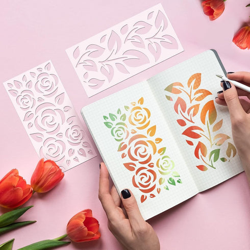 16 Pieces Leaf Painting Stencils Reusable Plant Stencil Spring Summer Fall Winter Stencil Template, DIY Stencils for Painting on Walls Doors Wood ...